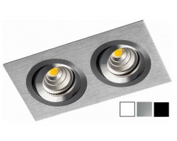 Foco basculante cuadrado empotrar Aluminio 2L, para Lámpara GU10/MR16, Blanco, Wengué ó Texturizado